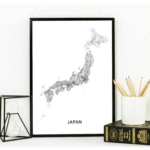 Japan Map Canvas Painting Wall Pictures Black And White South Korea City Street Road Map Art Prints Modern Living Room Decor