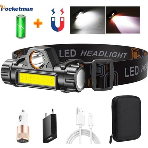 30000LM Mini Headlamp COB Led Headlamp Powerful Built-in 18650 Battery OutdoorCamping Lamp Fishing Headlight Stepless Dimming