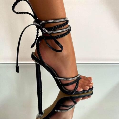 2021 New Summer Fashion Design Women Sandals Lace Up Sexy Pumps High heels Ladies Sandals Open Toe Shoes Big Size 43