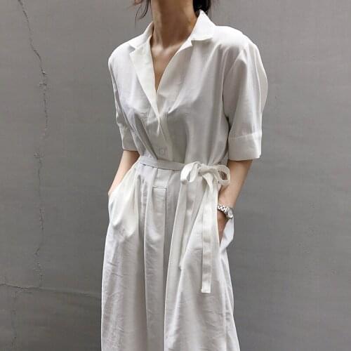 Womens Spring Summer Fashion Designer Brief Long Shirt Dress Female Chic Casual Loose Dress TB659