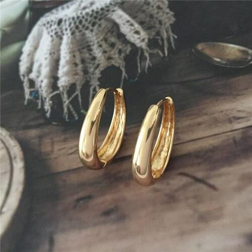 Bohemia Gold Color Plating Casual Simple Huggie Earrings For Women Girl Office Daily Party Feminist Decoration