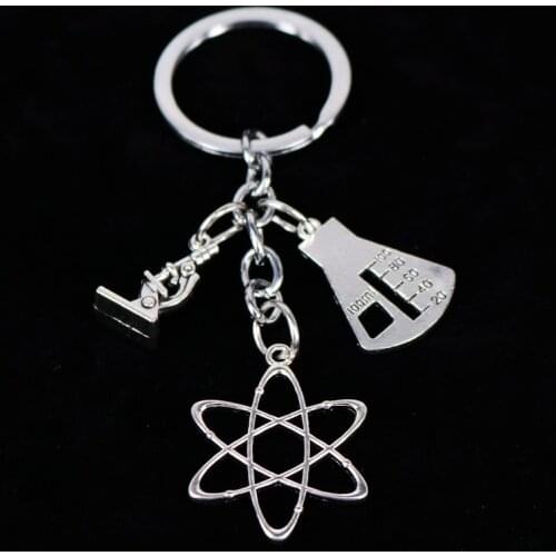 1pc Apple Charms Words Microscope Biological Unique Keychains Biology Chemistry Teacher Gift Keyring
