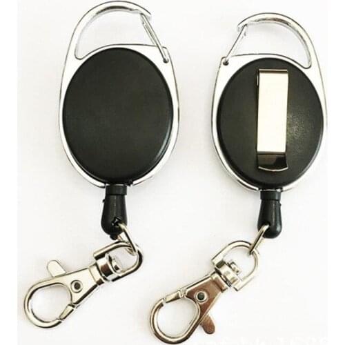 1pc Staff Work Card Clip Badge Reel Name Tag Card Accessiories Retractable Pull Key Ring Chain with Hook Bus Card Sleeve Clip