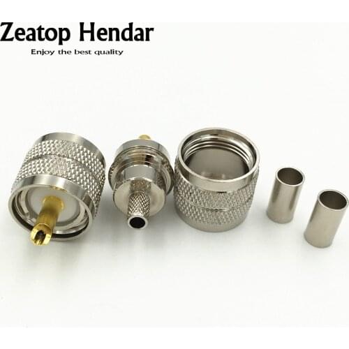 10Pcs Brass UHF PL-259 Male Jack PL259 Plug Crimp for RG58 RG142 LMR195 RG400 Cable RF Straight Connector