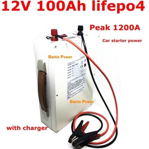 12v 100ah lifepo4 12V 800A 1000A 1200A high discharge for vehicle boat Car Battery Backup Car Jump Starte +10A charger