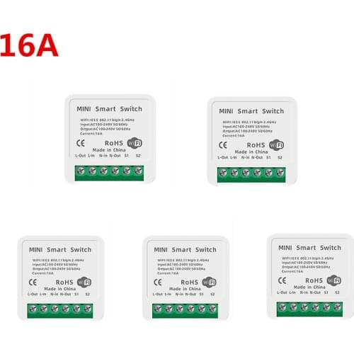 16A Mini Smart Wifi DIY Switch Supports 2 Way Control Smart Home Automation Module Works with Alexa Google Home Smart Life App