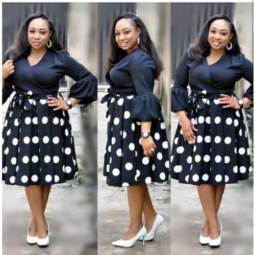 2020 Simple Printed Point Classic European, American and African Womens Wear plus size L-3XL