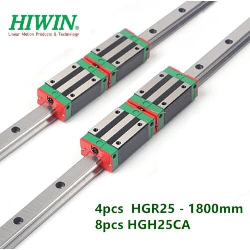 4pcs original HIWIN linear rail HGR25 - 1800mm guide + 8pcs HGH25CA narrow carriage block bearings CNC part