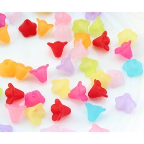 500pcs Flowers beads mix color acrylic frosted matte bead caps 14mm x10mm