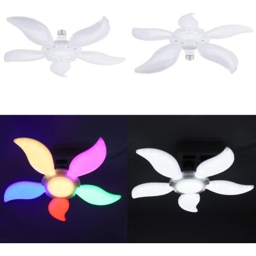 5 Leaf Fan LED Garage Light 75W Warehouse Workshop Ceiling Lights E27 Bulb Deformable Lamp Industrial Lighting AC 85-265V