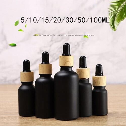 800pcs 5-100ml Bamboo Cap Refillable Dropper Bottle Frosted essential oil Glass Aromatherapy Liquid Drop massage Pipette Bottles
