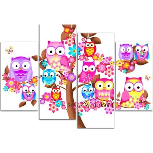 Acrylic on canvas Diamond embroidery triptych owl,cartoon,5d Diy diamond painting full square diamond mosaic home decorative,art
