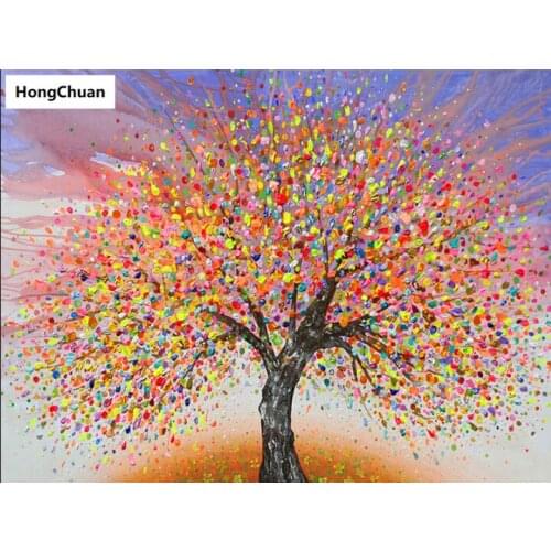 Fast delivery colorful tree 5D DIY square/round diamond painting mosaic crossstitch homedecoration muralChristmas gift New Year