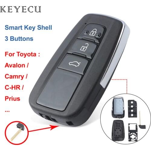 Keyecu Smart Remote Car Key Shell Case Cover 3 Buttons for Toyota C-HR Avalon Prius Prime Camry 2018-2019 (Outer Shell Only)