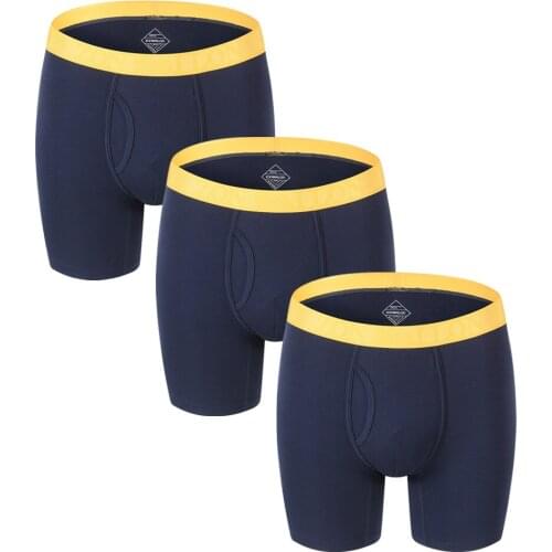 Mens Underwear Male Boxer Briefs Mens Loose Flat Angle Pants Solid Color 3 PCS