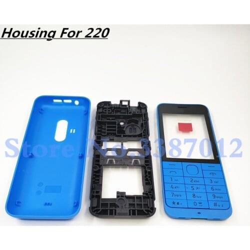 Front Middle Frame Back cover Battery Cover For Nokia 220 Full Housing Cover Case + English Keypad + Logo