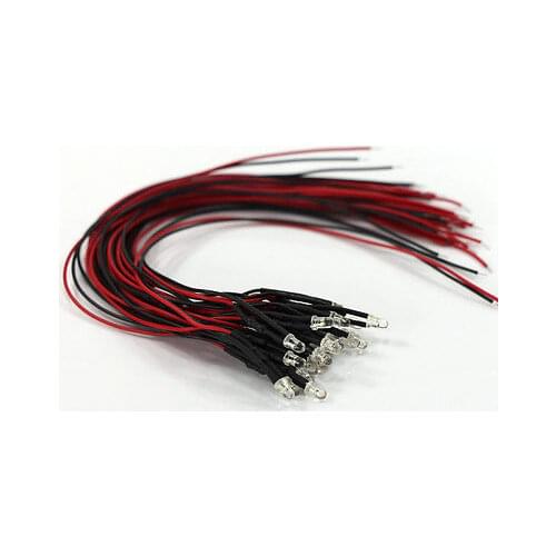 Evemodel 20pcs Pre Wired 3mm Diffused WHITE Led Lamp Light Flash LED 12V L123WF model train 1/87 railway modeling