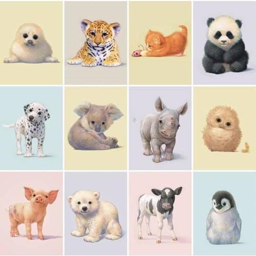 EverShine Full Square Diamond Painting Panda 5D Diamond Embroidery Animal DIY Mosaic Penguin Picture Rhinestones Home Decor