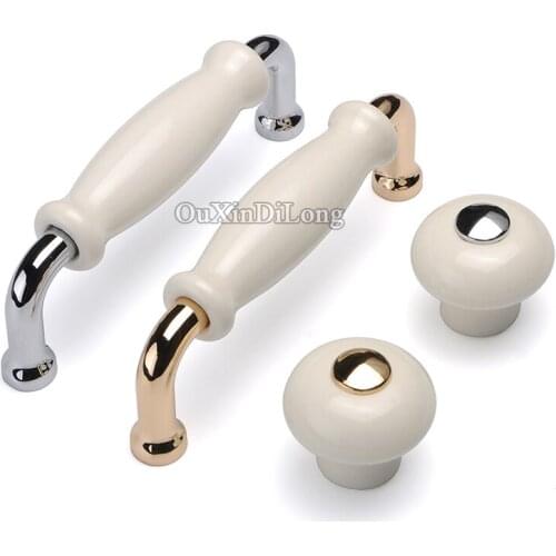 European Luxury 2PCS Ceramic Kitchen Cabinet Door Handles Thicken Cupboard Wardrobe Drawer Wine Cabinet Pulls Handles and Knobs