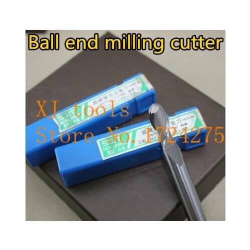 Free shipping 2PCS R0.5-R7.0 high speed steel ball end milling cutter, straight shank white steel cutter, R milling cutter