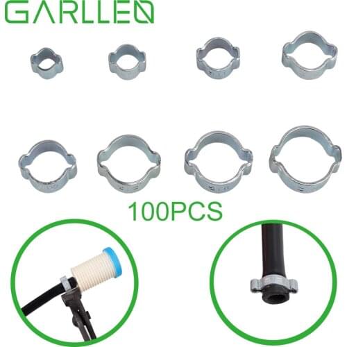GARLLEN 100p 5-20mm Binaural Clamp Worm Drive Fuel Hose Clamp Kit for Automotive Agricultural Aerospace Material Handling Marine