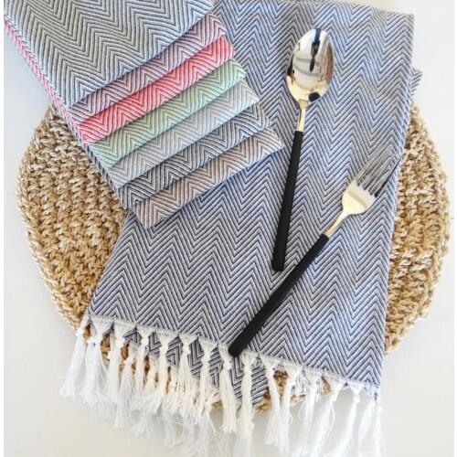 Cotton Wavy Tassel Clean Dish Cloth Napkin For Home And Kitchen Tea Towel Kitchen Towel Table Mat For Dining Table 38x60CM