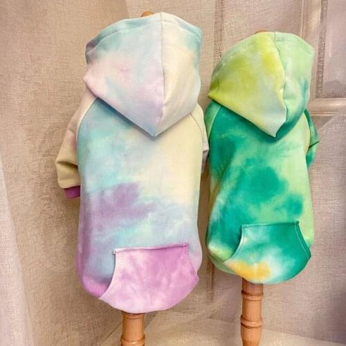 Tie-dye Small Dog Hoodie Coat Winter Warm Pet Clothes for Chihuahua Shih Tzu Sweatshirt Puppy Cat Pullover Dogs Pets Clothing