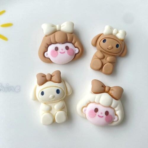 10Pcs Kawaii Cartoon Girl Rabbit Flatback Resin Cabochon for Hair Bows Center DIY Jewelry Accessories Scrapbooking Decoration
