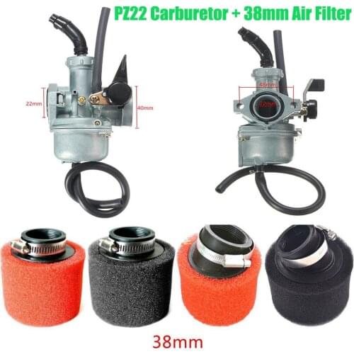 Engine PZ22 Carburetor + 38mm Air Filter Universal For Horizontal Engine Off-road Motorcycle ATV 125cc-160cc Go-Kart Dirt Bike
