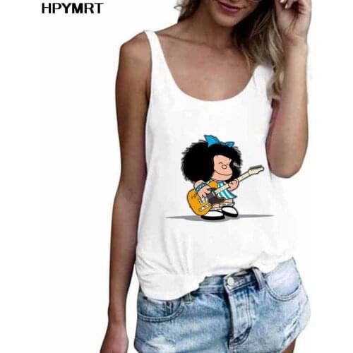 Camis Tank Tops Sexy Vest Top Cute Kawaii Mafalda Print Women New Summer Sleeveless Harajuku Streetwear Loose Female T-Shirt Tee