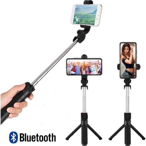 LAMJAD New 3 in 1 Wireless Bluetooth Selfie Stick Foldable Handheld Monopod Mini Tripod with Shutter Remote For iPhone