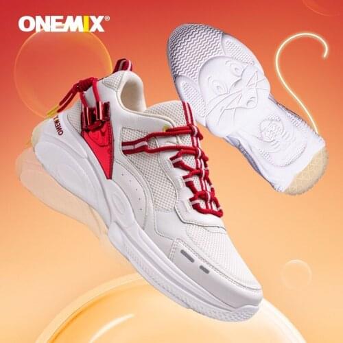 ONEMIX Mens Road Running Shoes Mesh Lace Up Sneakers Leather Mesh Stitching Breathable Fitness Woman Sport Shoes Free Shipping