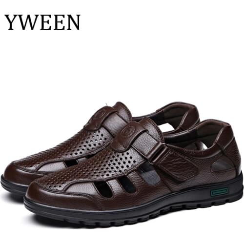 YWEEN Big Size men sandals Fashionable leather sandals Men outdoor casual shoes Breathable Fisherman Shoes men Beach shoes