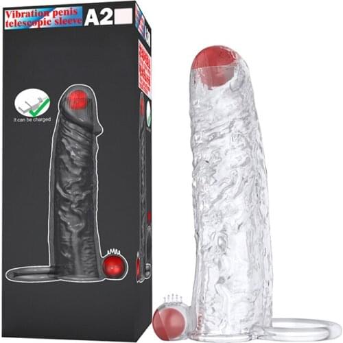 Male Vibrating Penis Ring Sleeve Condoms Dildo Enlargement Men Cock Ring Chastity Sex Toys for Men Couples