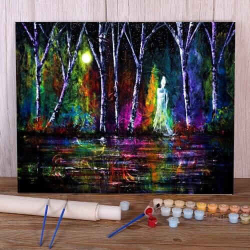 Natural Scenery Midnight Spirit Coloring By Numbers Painting Package Acrylic Paints 50*70 Paiting By Numbers Handiwork