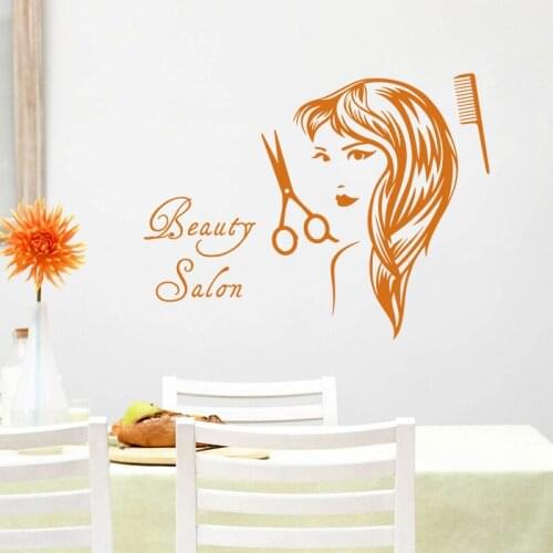 Hair Salon Sticker Beauty Scissors Decal Haircut Name Posters Vinyl Wall Art Decals Decor Decoration Mural Salon Sticker