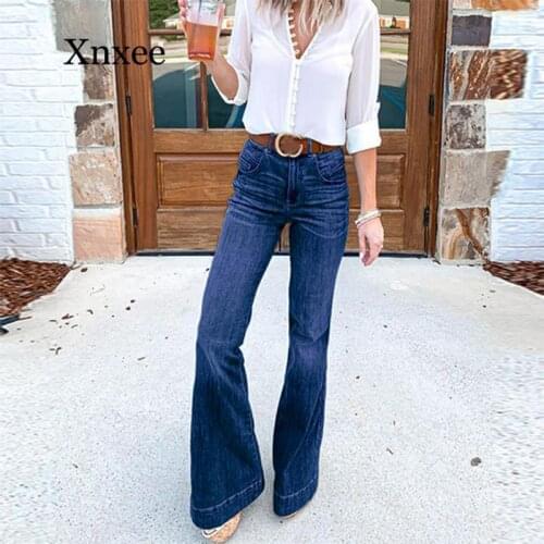 2020 New Spring Women Flare Jeans Bell Bottoms Jeans Ladies Sexy Stretching Jeans Fashion Wide Leg Denim Trousers
