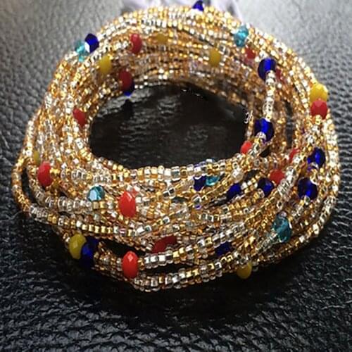 New arrival 2 piece set African belly chain waist beads Bohemian style fashion crystal waist chain ladies party gift