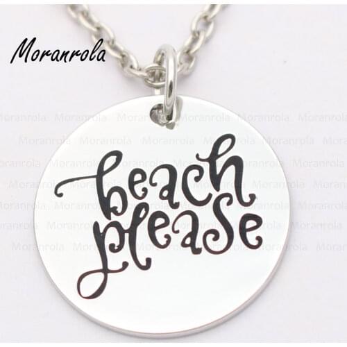 New arrival" Beach Please "Copper necklace Keychain,charm Hand Stamped Jewelry Summer Vacation of Beach necklace