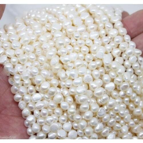 NEW NATURAL 7-8MM WHITE FRESHWATER BAROQUE PEARL LOOSE BEADS 14" 2PCS
