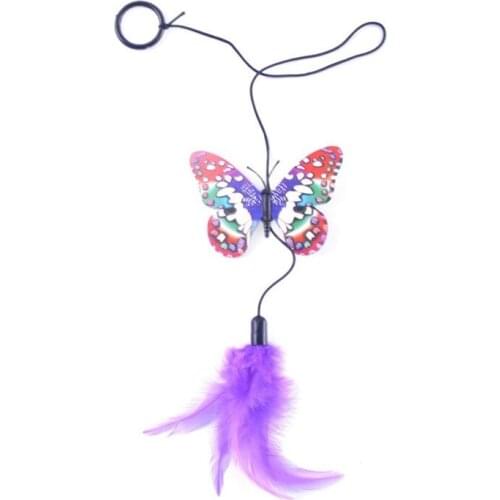 New Styles Funny Cat Stick Hand Finger Ring Butterfly Cat Teaser With Feather Pet Cats Toys