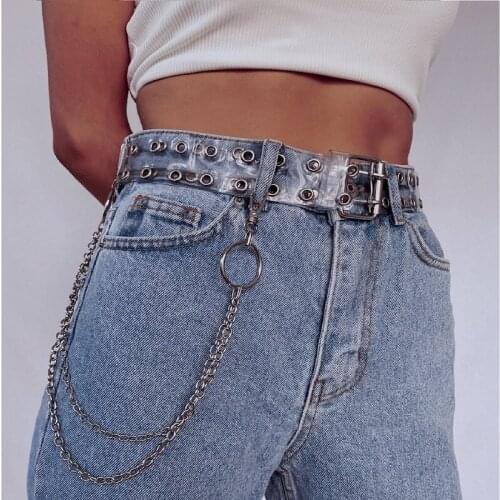 TAYLIN Clear Double Grommet Belts With Holes for Women Men Teens E Girls Transparent PVC Belt for Jeans Pants