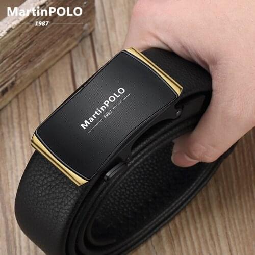 MartinPOLO Famous Brand Belt Men Top Quality Genuine Luxury Leather Belts for Men,Strap Male Metal Automatic Buckle MP2701P