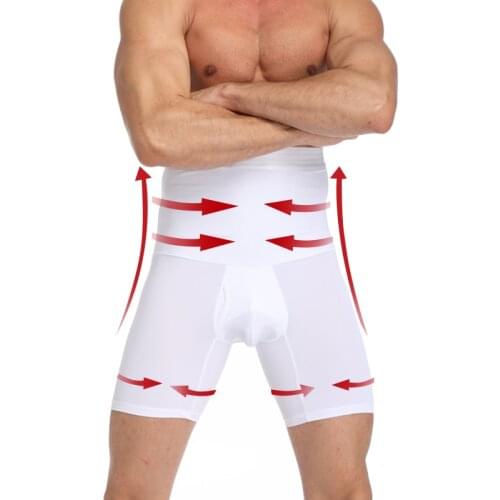 Mens Compression Shorts Body Shaper Waist Trainer Tummy Control Slimming Shapewear Modeling Girdle Anti Chafing Boxer Underwear