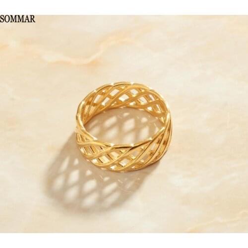 SOMMAR Gorgeous Gold color Girlfriend Joint Knuckle Rings Metal Hollowing opal Charming Jewelry Accessories