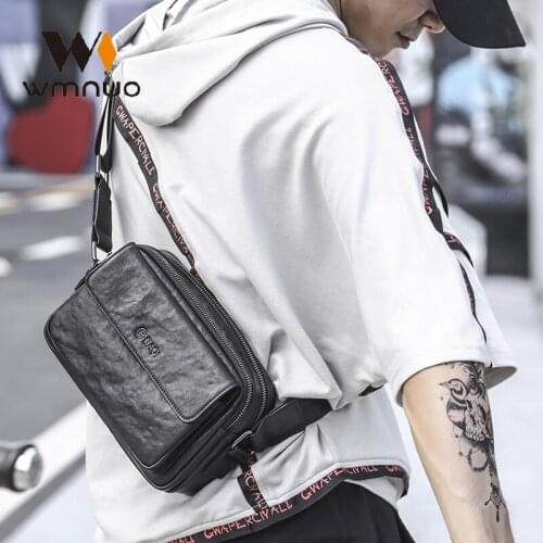 Wmnuo INS Shoulder Bag Men Double Zipper Simple Genuine Leather Clutches For Man Cow Leather Crossbody Messenger Bag Male Hot