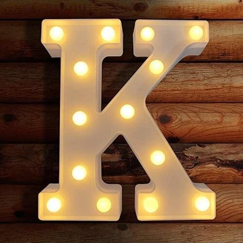 LED Letter Ornament Table Sign Lights Plastic Alphabet Standing Bedroom Hanging Warm Wihte Luminous Light Up Crafts Lamp Decor