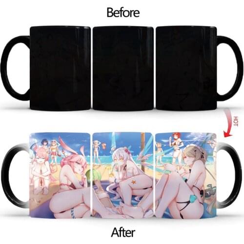 Sexy beach beauty Heat Sensitive Mug BSKT-197 Changing Color Magic Mug Anime Game Milk Tea Coffee Mug Best Gift for Friends