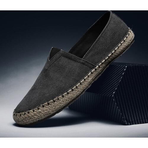 Summer Round Toe Mens Casual Shoes Breathable Slip on Mens Loafers Shoes Chinese Style Casual Mens Canvas Shoes