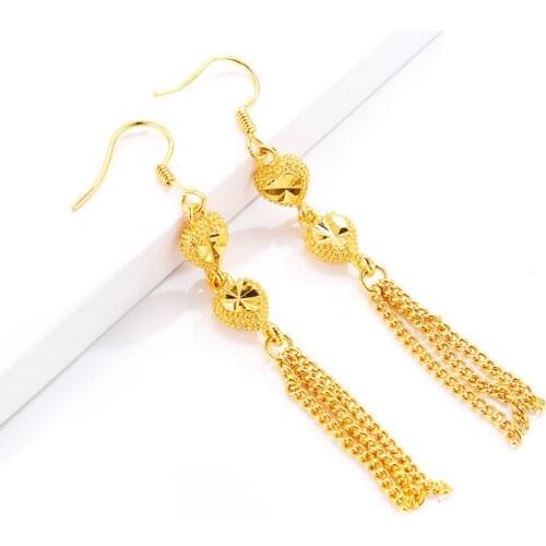 Retro Womens 14K Gold Earrings Hanging Long Tessel Drop Earrings for Wedding Engagement Jewelry for Girlfriend Birthday Gifts